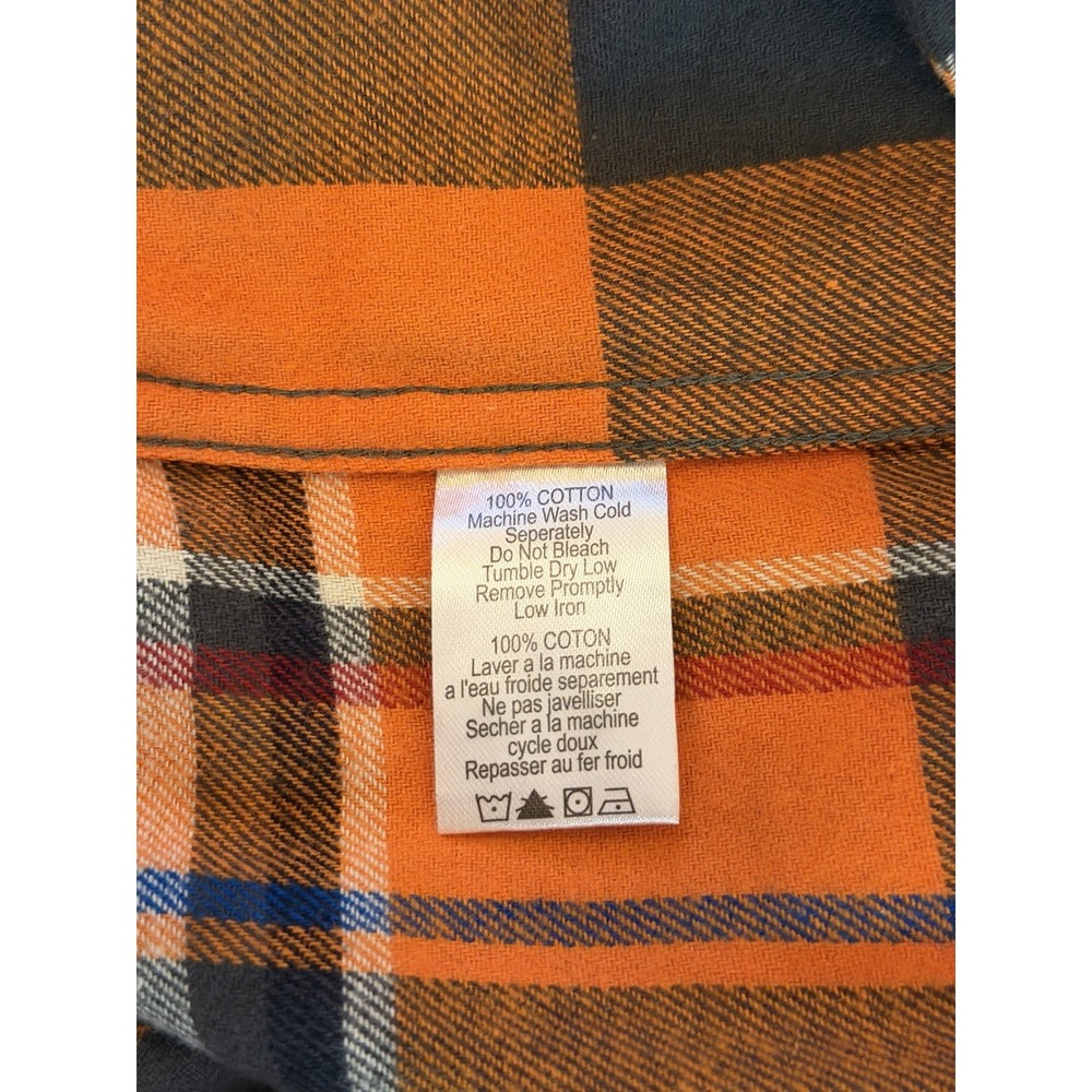 Legendary Whitetails Flannel Shirt Orange Plaid Button Up Cotton Mens Size Large - Picture 11 of 11